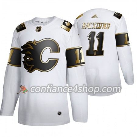Adidas Maillot de Hockey Calgary Flames Mikael Backlund 11 Adidas 2019-20 Golden Edition Blanc Authentic - Homme